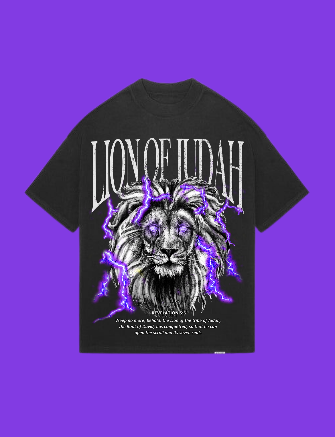 Lion of Judah Black and White Print T-Shirt