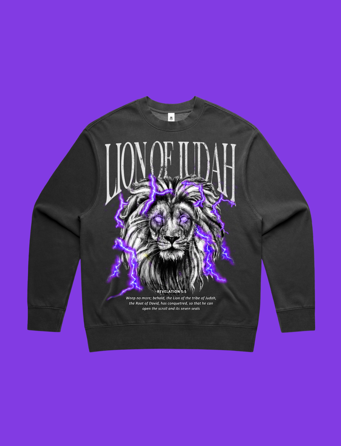 Lion of Judah Black and White Print Crewneck