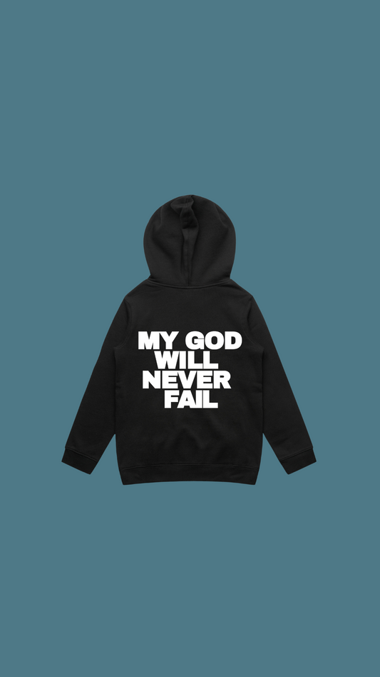 My God will never fail Black and White Hoodie