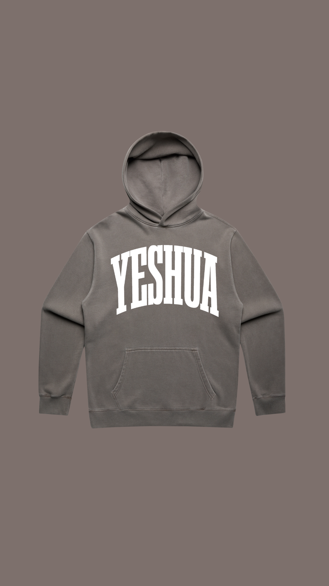 Yeshua White on Faded Grey Hoodie