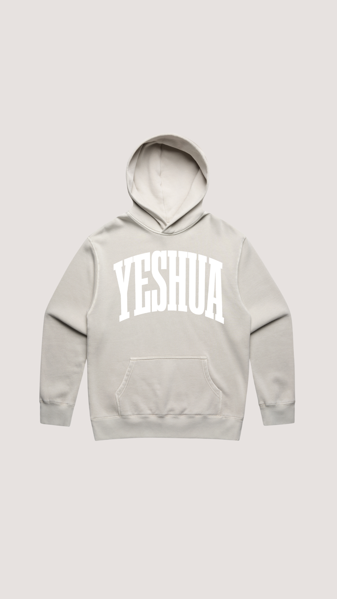 Yeshua White on Faded Beige Hoodie