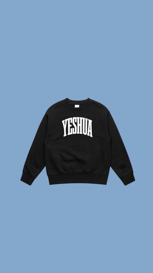 Yeshua White on Black Crewneck