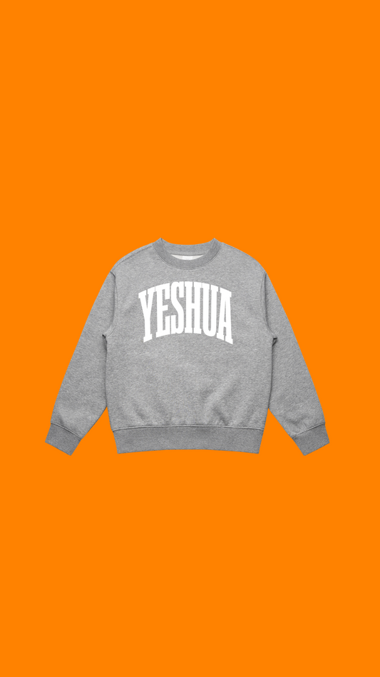 Yeshua White on Grey Crewneck