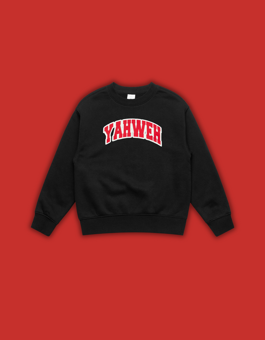 Black and Red Yahweh Kids Crewneck