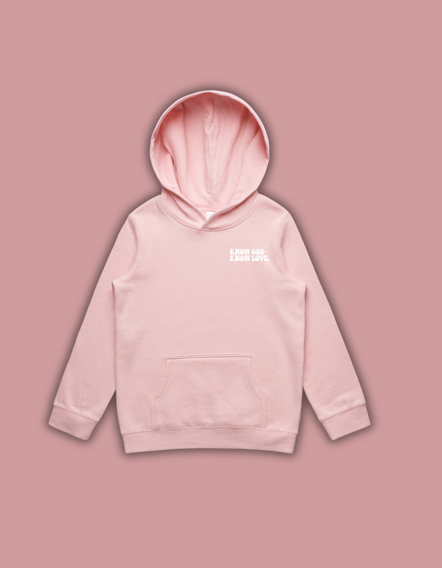 1409 Know God Know Love Pink and White Hoodie