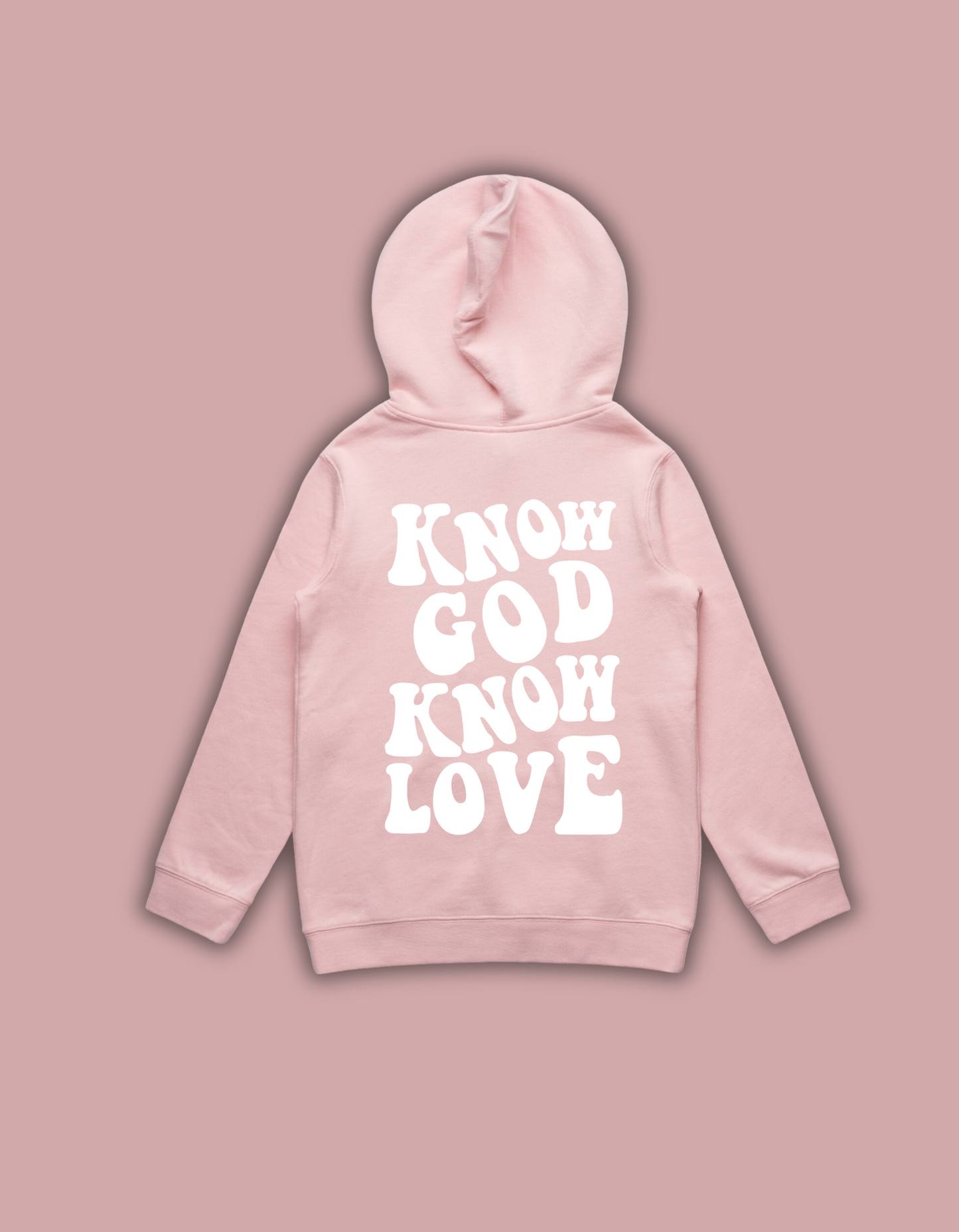 1409 Know God Know Love Pink and White Hoodie