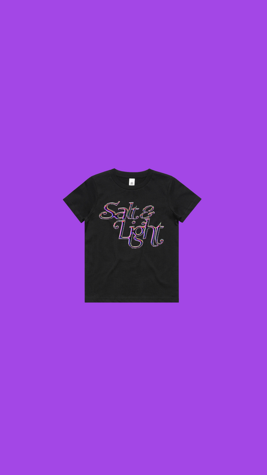 Salt & Light Purple Chrome on Black T-shirt