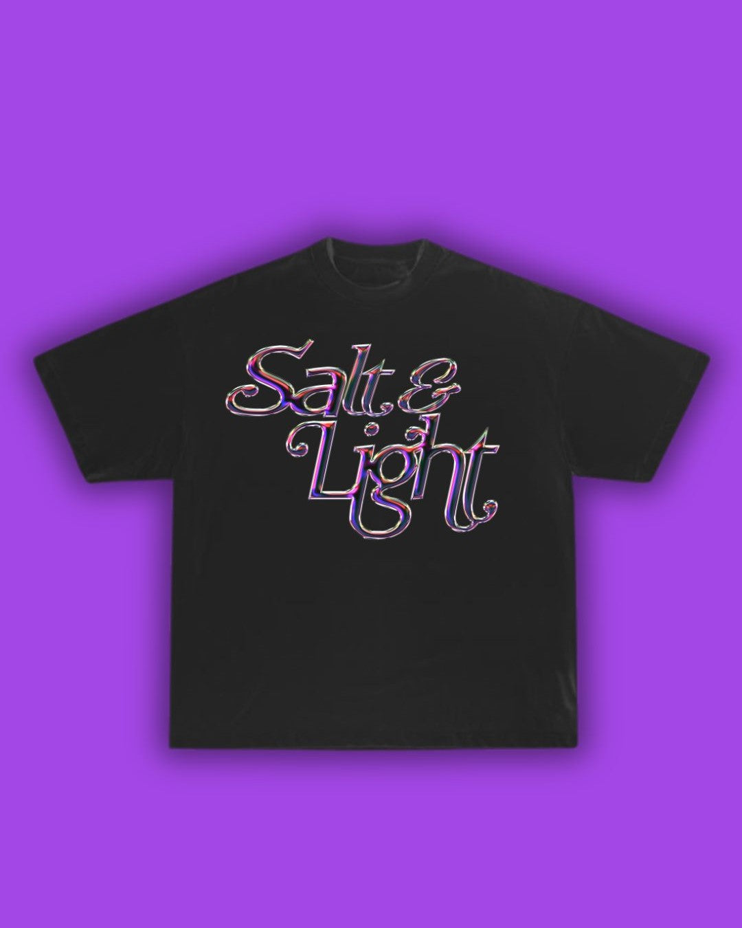 Salt & Light Purple Chrome on Faded Black Tshirt