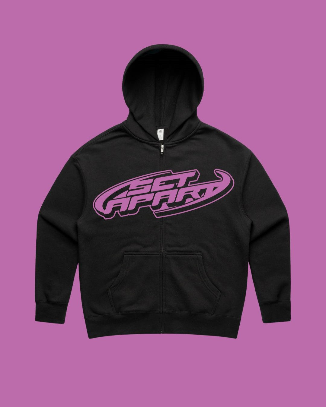 Set Apart Lilac Purple on Black Zip Hoodie