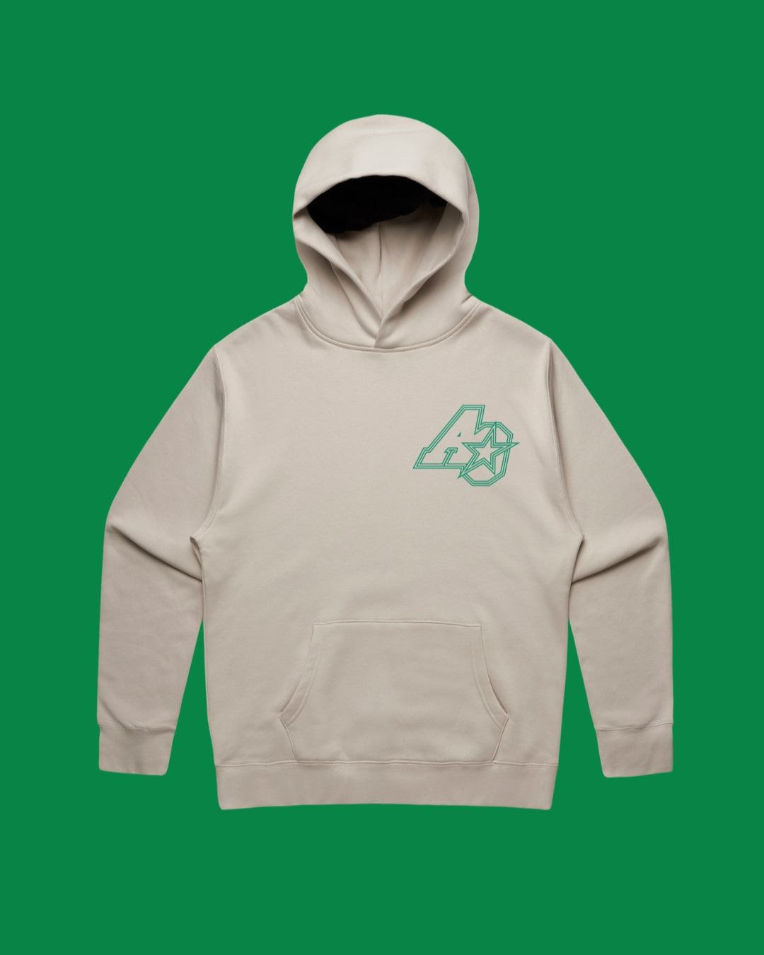 Alpha & Omega Green on Beige Hoodie