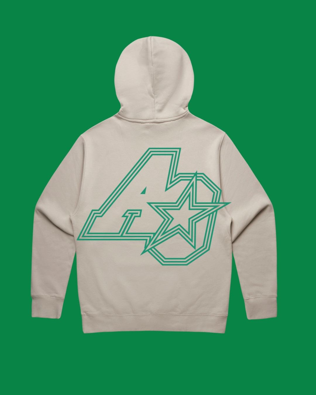 Alpha & Omega Green on Beige Hoodie