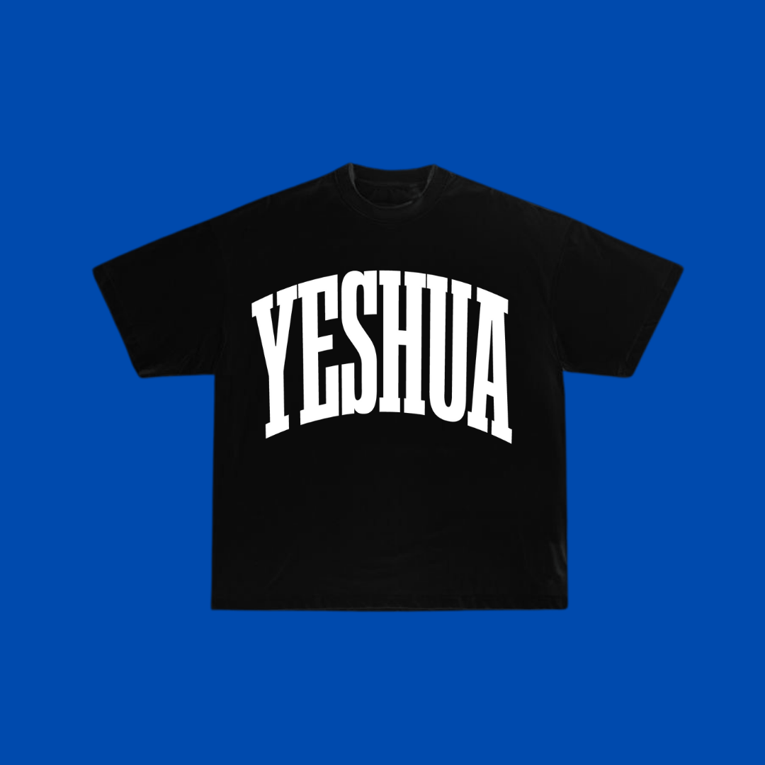 Yeshua White on Black Tshirt