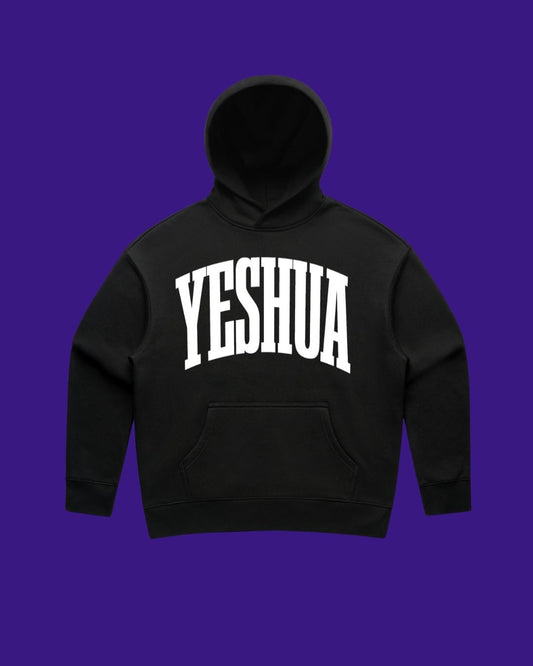 Yeshua White on Black Hoodie