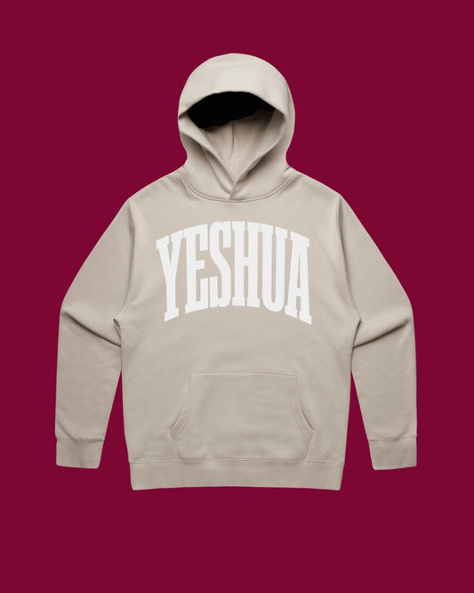 Yeshua White on Beige Hoodie