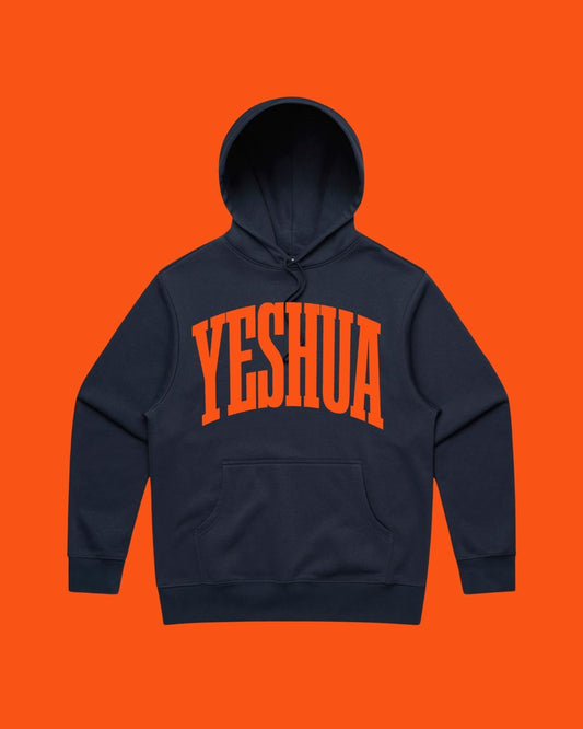 Yeshua Orange on Blue Hoodie