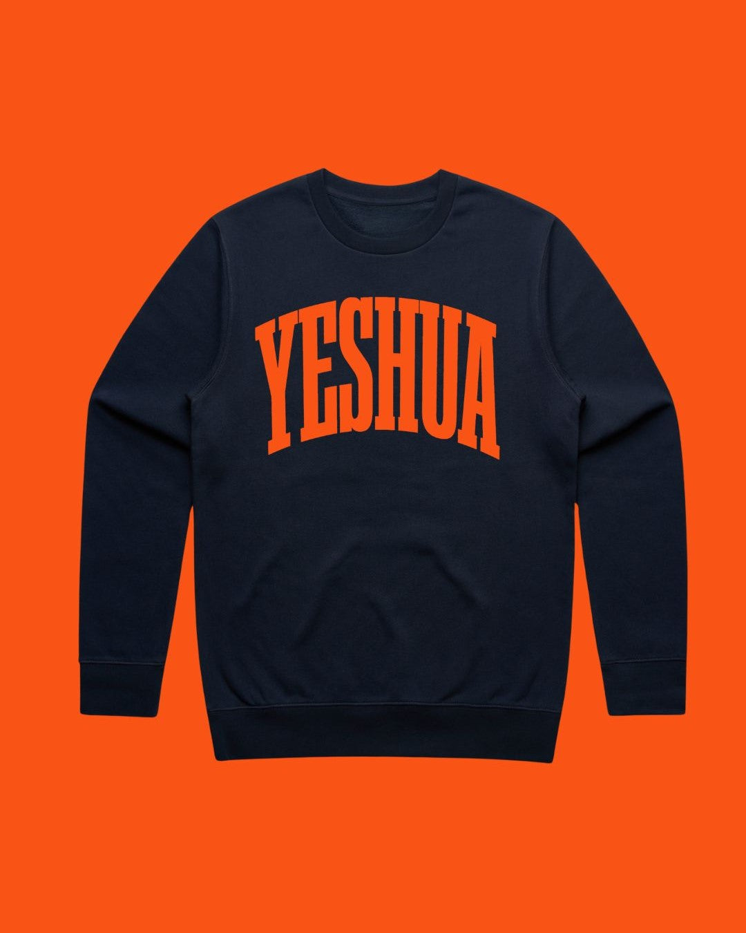 Yeshua Orange on Blue Crewneck