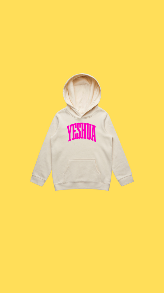 Yeshua Pink on Beige Hoodie