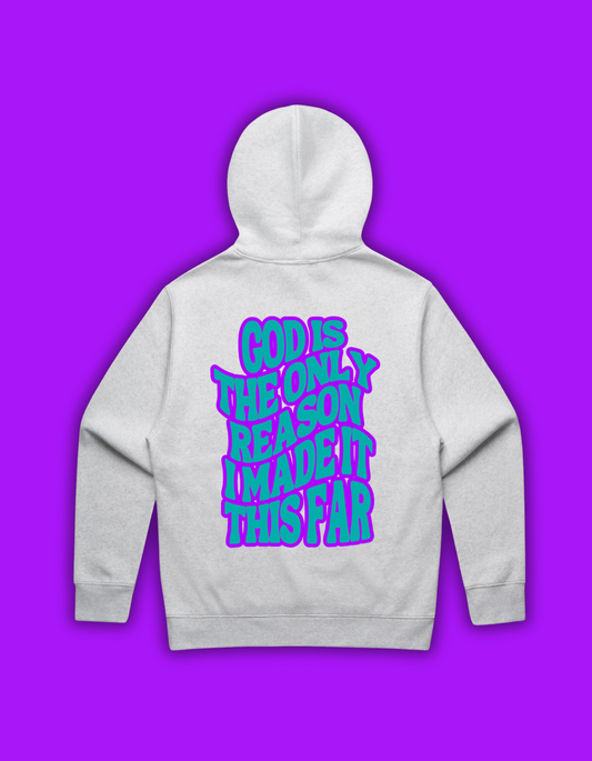 God is the Only Reason Gray, Purple and Teal Hoodie