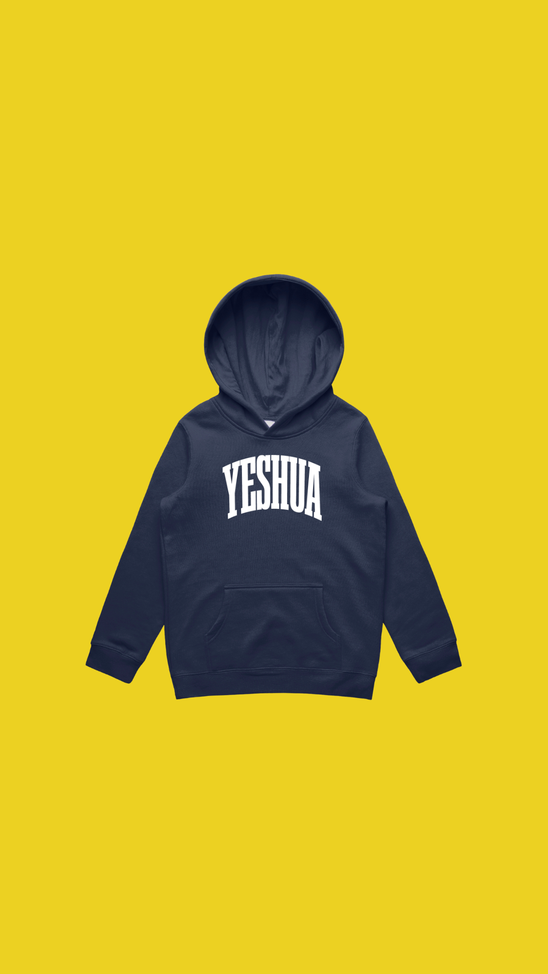 Yeshua White on Navy Hoodie