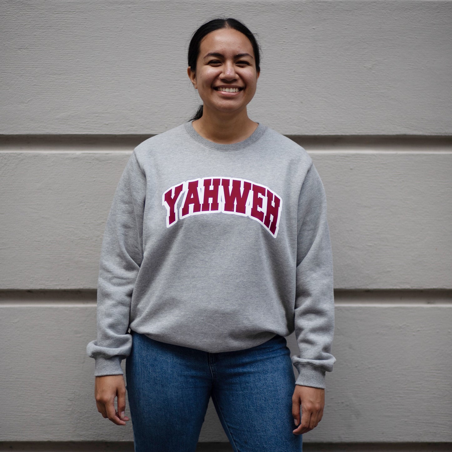 Gray & Maroon Yahweh Crewneck