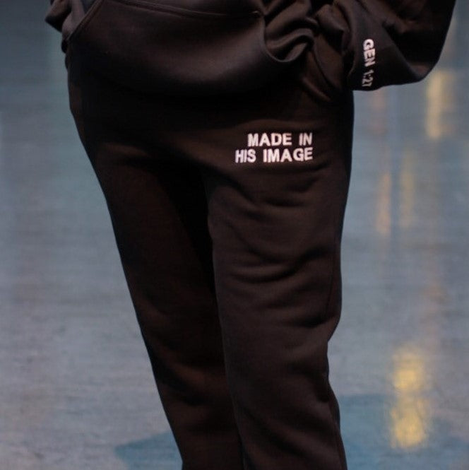 Made in His image Black Track Pants