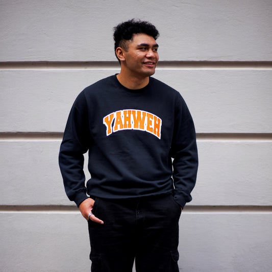 Navy Blue & Orange Yahweh Crewneck