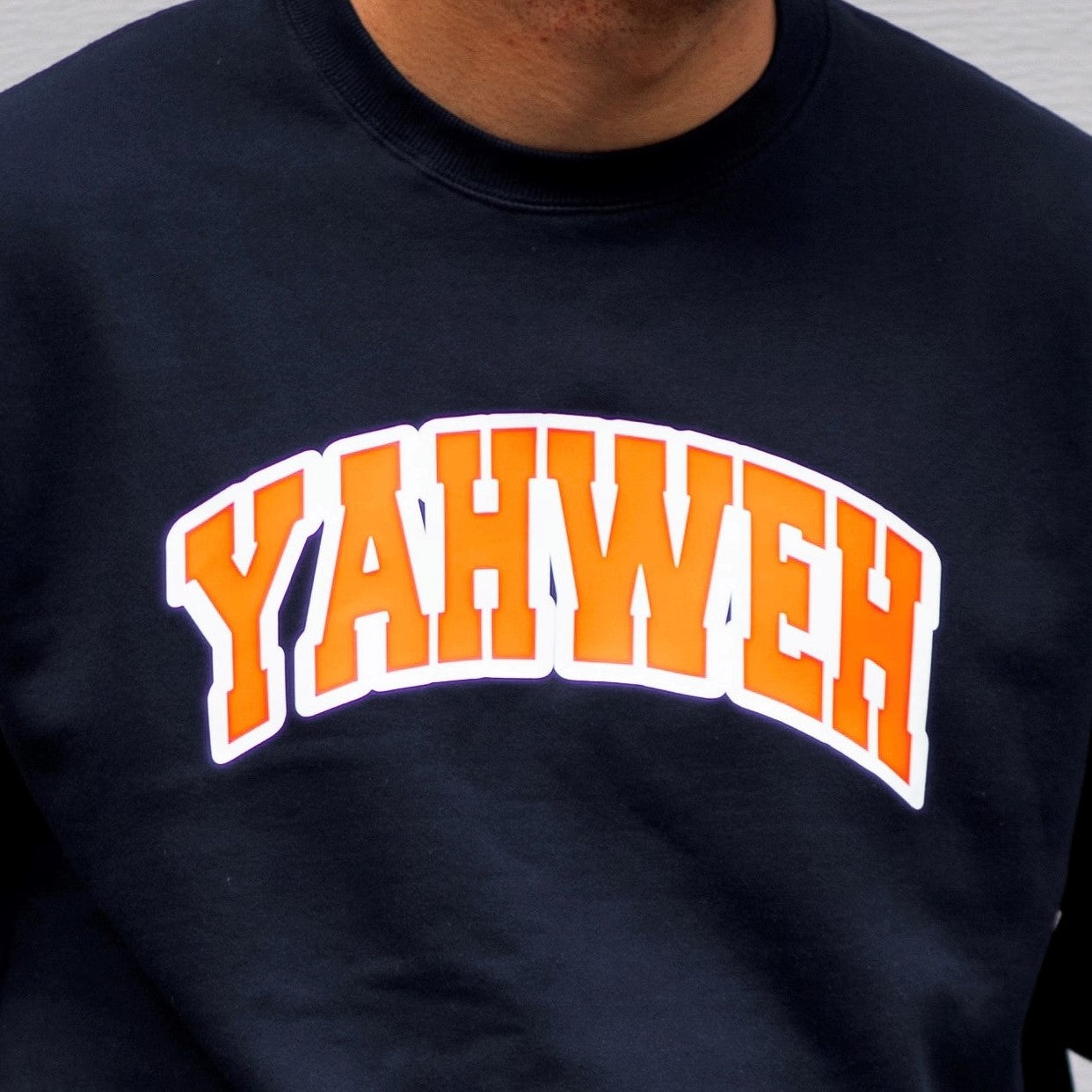 Navy Blue & Orange Yahweh Crewneck